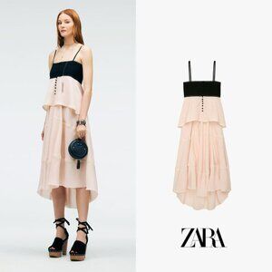 Zara Studio Midi Contrast Dress Limited Edition